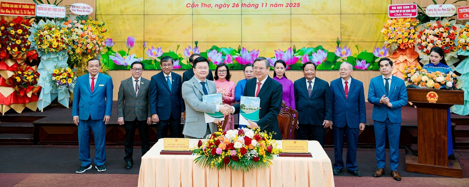 Lễ ký kết Thỏa thuận hợp tác giai đoạn 2025-2030 giữa UEH và Ủy ban nhân dân TP. Cần Thơ: Mở rộng hợp tác chiến lược vì sự phát triển bền vững của vùng Đồng bằng sông Cửu Long
