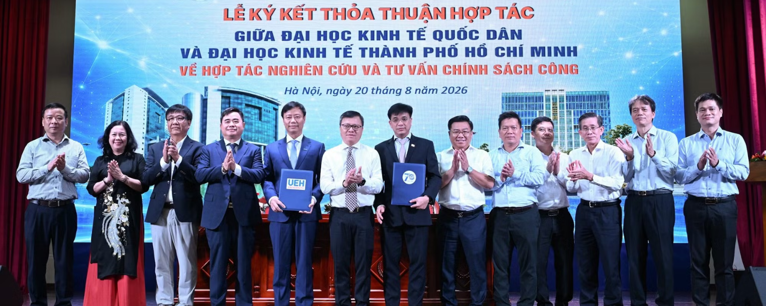 UEH Co-Hosts National Scientific Conference "Innovating Vietnam's Development Model to Meet the Demands of the New Era" and Signs Public Policy Research and Advisory Cooperation Agreement with NEU