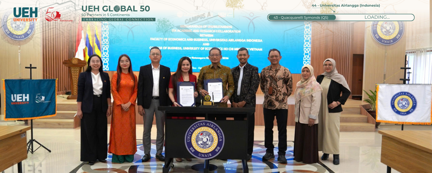 [UEH 50 Global Partners] UEH College of Business Signs Partnership Agreement with the Faculty of Economics and Business, Universitas Airlangga, Expanding Its Global Partnership Network