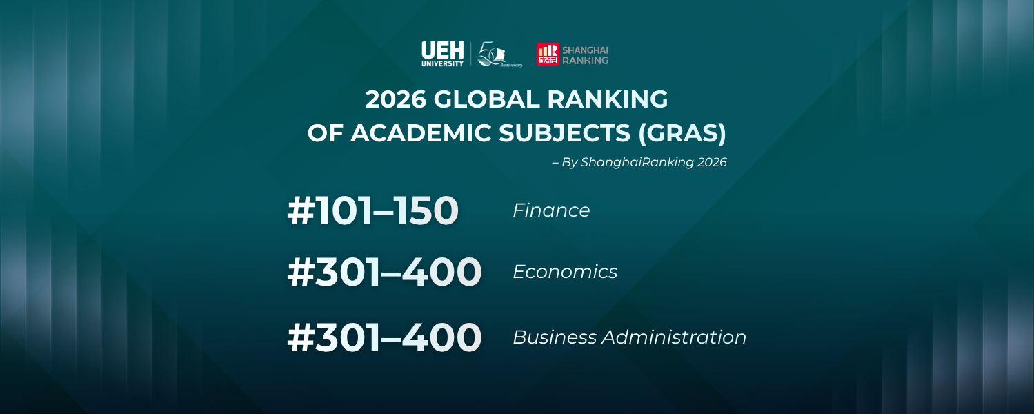 ShanghaiRanking 2026: Three UEH Disciplines Featured in the Global Rankings, with Finance Placed in the 101–150 Group