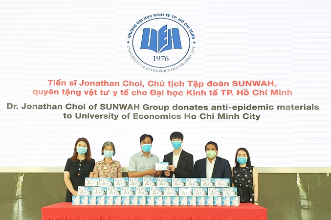 Dr. Jonathan Choi donates anti-epidemic supplies to University of Economics Ho Chi Minh City