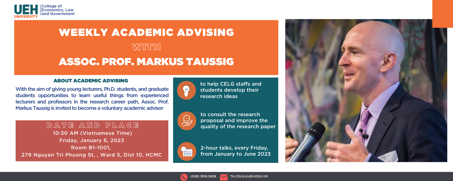 Weekly Academic Advising with Assoc.Prof. Markus Taussig