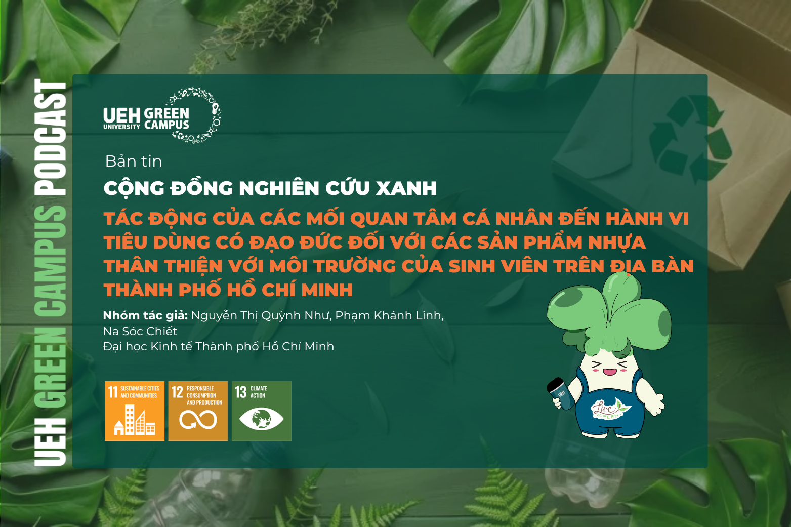 [Research Contribution] The impact of personal concerns on students’ ethical consumption behavior toward eco-friendly plastic products in Ho Chi Minh City